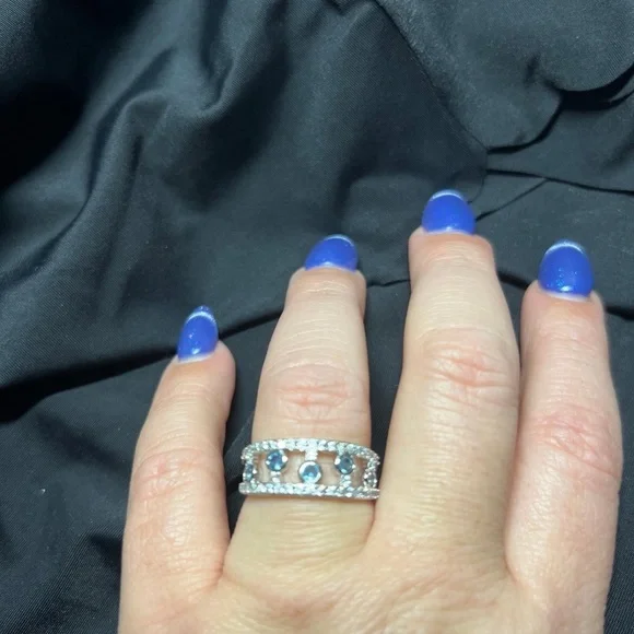 BP Silver Ring with Blue Accents - Picture 3 of 5